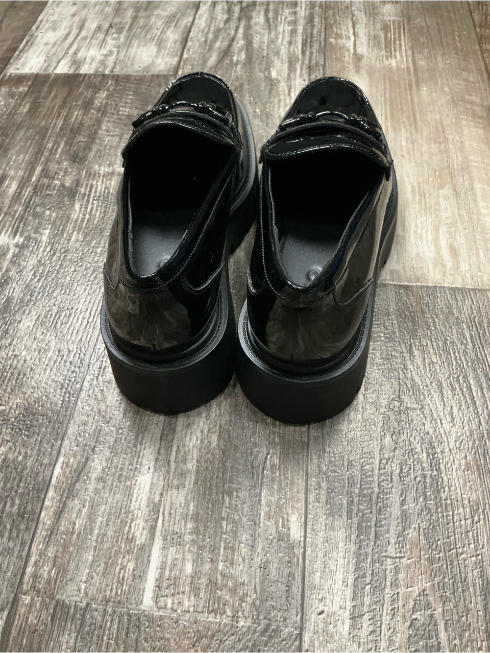 Aldo Black Patent Platform Loafers Size 9 - Picture 15 of 16